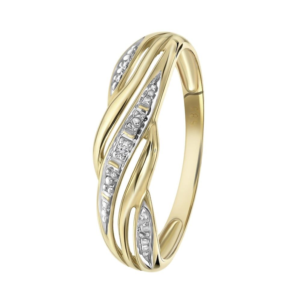 Lucardi Ring 14 Karaat Goud - Zilverkleurig-Goudkleurig Dames
