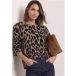 Sweater met halflange mouwen, ronde hals en luipaardprint