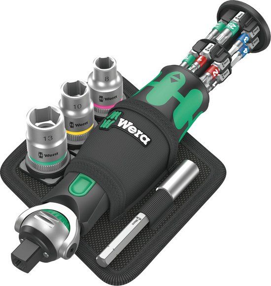 Wera 05004281001 8009 Zyklop Pocket Set 2 - Jeu de cliquets - 18 pièces - Noir/Vert