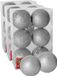 Gerimport Kerstballen 18x - zilver - kunststof glitters - 4 cm
