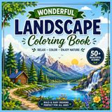 Wonderful Landscape Coloring Book: Bold and Easy Nature Scenes Featuring Mountains, Lakes, Waterfalls, Forests, Beaches and Peaceful Outdoor Views for Relaxation