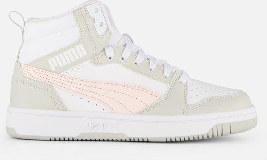 PUMA Rebound V6 Mid Jr Sneakers - PUMA White-Frosty Pink-Sedate Gray - Size 39