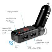 Mmobiel Bluetooth FM Radio Transmitter / twee USB oplaadpoorten / Car Kit met Music Control Audio Receiver Sound System Card Reading + 3.5 mm AUX Stereo Output Mp3 Player Support