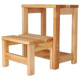 WELL HOME MOBILIARIO & DECORACIÓN Opstapkruk trap, 2 treden, van hout, met olieafwerking, 32 x 23 x 40 cm