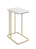 HAKU Bijzettafel goud marmerlook MDF metaal salontafel klein - Maat: B 45 cm x H 67 cm x D 30 cm, Stijl: Art Deco