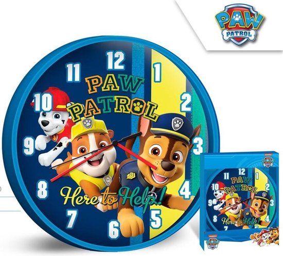 PAW Patrol Wandklok Here to Help - Ø 25 cm - Blauw