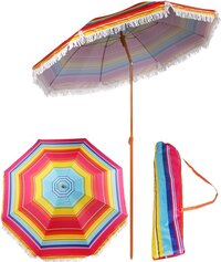 Strandparasol - 180 cm - Rood/Blauw/Geel - Met UV-bescherming & Draagtas
