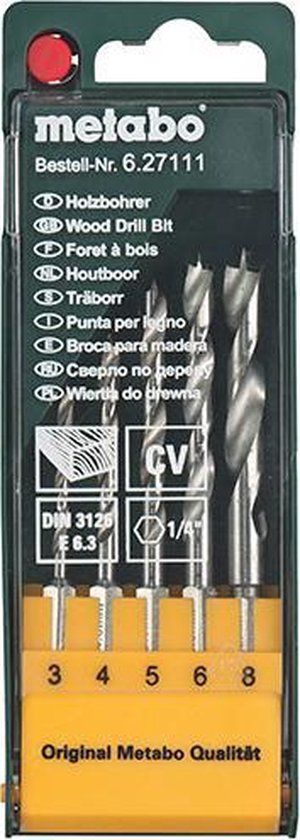 Metabo 5-delige Houtspiraalboor Set - 3-8mm