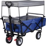 Happyment Chariot de plage bleu - Pliable - Chariot de camping - Transport de courses ou d'enfants - Plage - Bleu - 80KG