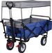 Happyment Bolderkar blauw - Opvouwbaar - Camping bolderwagen - Boodschappen of kinderenvervoer - Strand - Blauw - 80KG