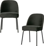 WOOOD Vogue Eetkamerstoelen - Velvet Stof - Zwart - Set van 2