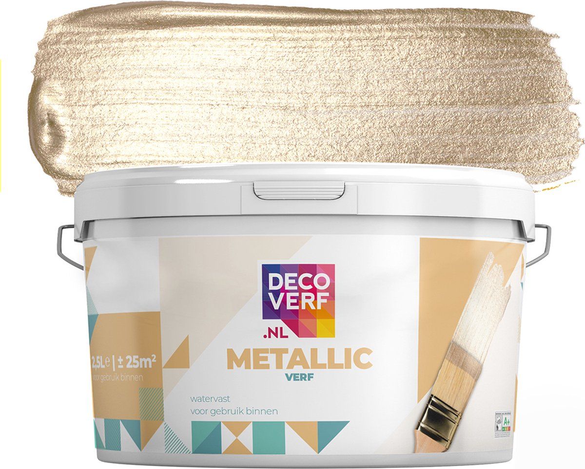 Decoverf.nl Decoverf metallic verf licht champagne 2.5L - 8719743418554