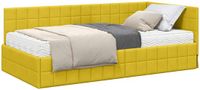 vidaXL Hoekbedframe met Matras 2-st Geel Fluweel 100 x 200 cm