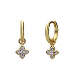 Lucardi Dames Zilveren goldplated oorringen met hanger bloem met zirkonia voor dames