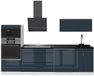 Vicco Complete keukeneenheid Fame-Line, Donkerblauw hoogglans/Wit, 280 cm, WB Antraciet