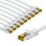 goobay 66084 CAT7 netwerkkabel set van 10 / patchkabel afgeschermd S/FTP/CU ethernetkabel, PiMF, LSZH/Cat 7 kabel met 10 Gbits/wit/10 x 1 m
