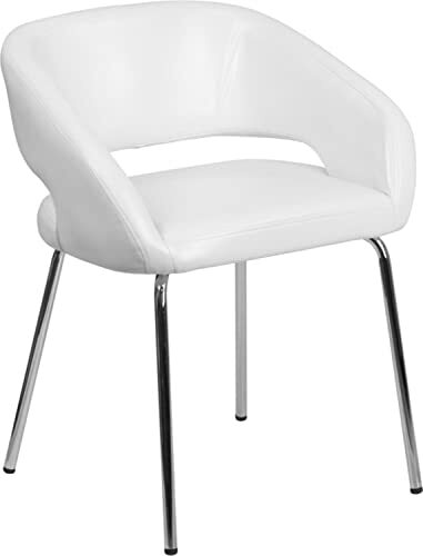 Flash Furniture Fusion Series Hedendaagse zijstoel, leer, wit, 63,5 x 58,42 x 33,02 cm