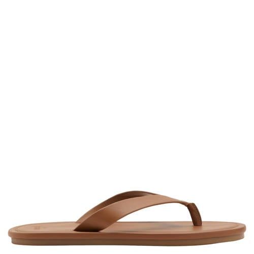 Mango Man leren teenslippers - bruin