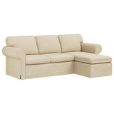vidaXL Bank Crème Totale afmetingen: 215 x 138 x 80 cm (B x D x H), Moderne bank, ergonomisch ontwerp, duurzaam en comfortabel voor woonkamer, veelzijdige stijl