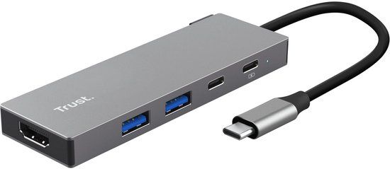Trust Dalyx USB-C Hub - HDMI - 2x USB-A & 2x USB-C - Power Delivery - Zilver