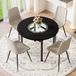 STILVORA Eettafelset 100 Cm - Ronde Tafel Met 4 Stoelen En Glasinzet - Voor Eetkamer En Keuken - MDF Metaal - Warmgrijs