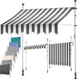 Kesser Klemluifel met handslinger - Balkonluifel zonder boren - UV-bestendig - Antraciet/Wit 400 cm