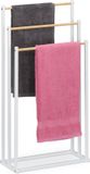 Relaxdays Handdoekenrek - 3 stangen - 86 x 44 x 21 cm - metaal - wit