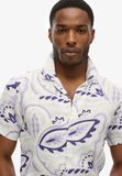 Superdry - Linnen overhemd met open kraag en print - Heren - Shirts