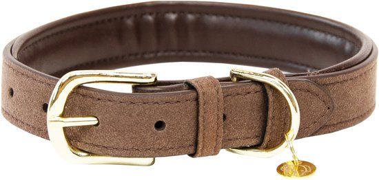 Kentucky Dog collar Velvet leather XXS - Brown - 31cm