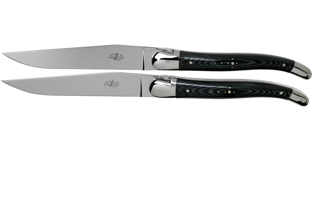 Forge de Laguiole T22MINTCNOI steakmessenset - 2-delig - zwart micarta gepolijst