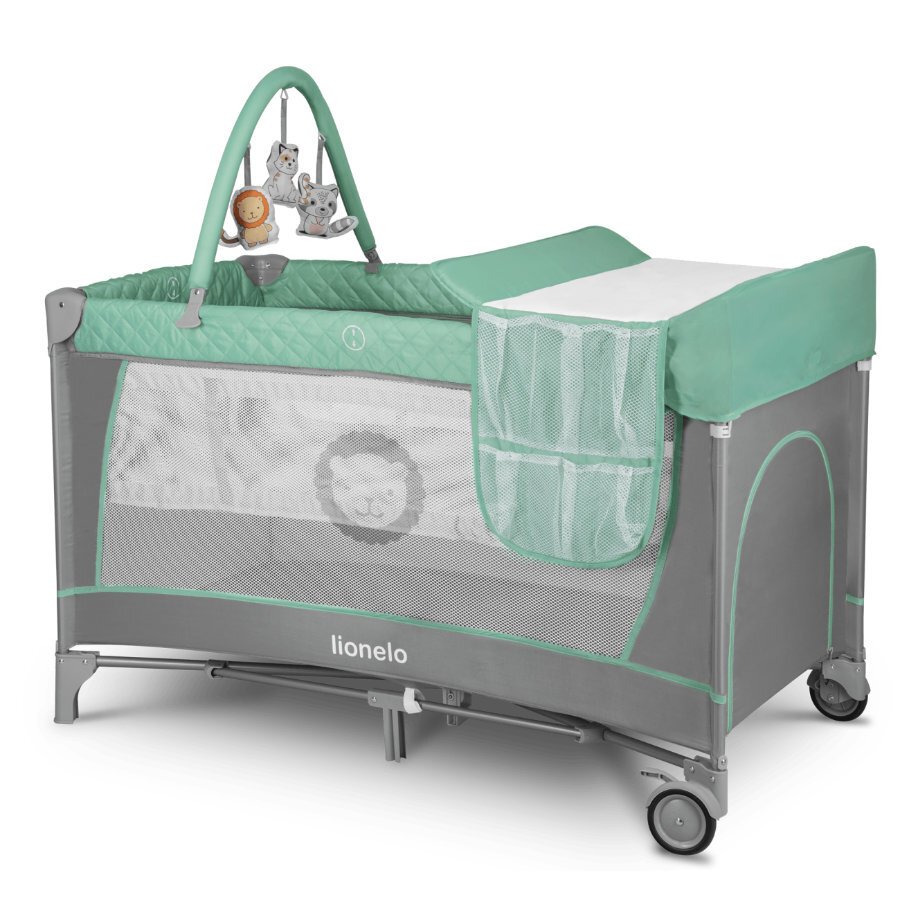 Lionelo Travel Cot Flower turquoise