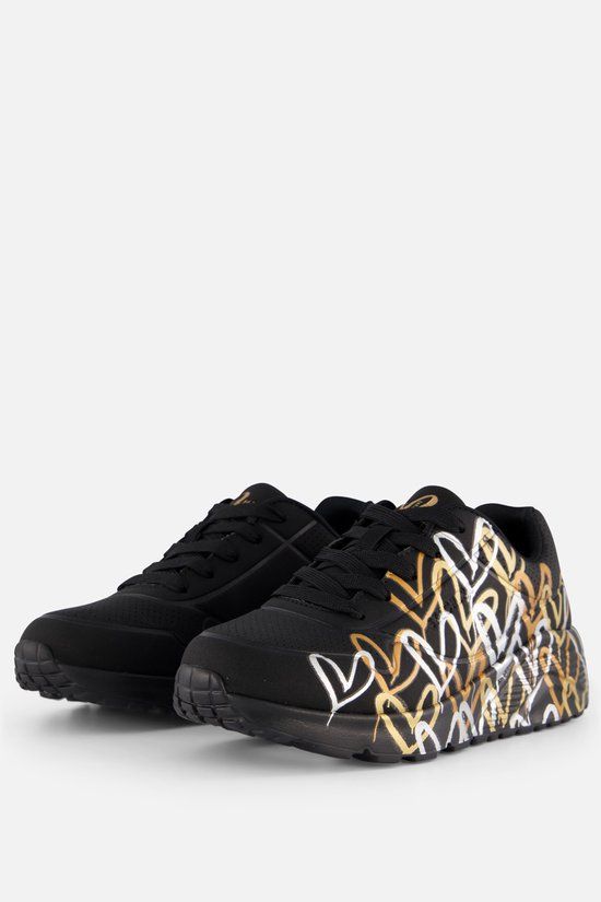 Skechers Uno Lite - Metallic Love Meisjes Sneakers - Zwart/Goud