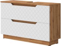Vicco Lotta Meuble sous vasque – 99.4 x 62.5 cm avec 2 tiroirs Chêne/blanc avec structure carrelage