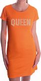 Bellatio Decorations Shoppartners Bv Glitter Queen jurkje oranje met steentjes/ rhinestones voor dames - Glitter kleding/ foute party outfit - EK/WK / Koningsdag M