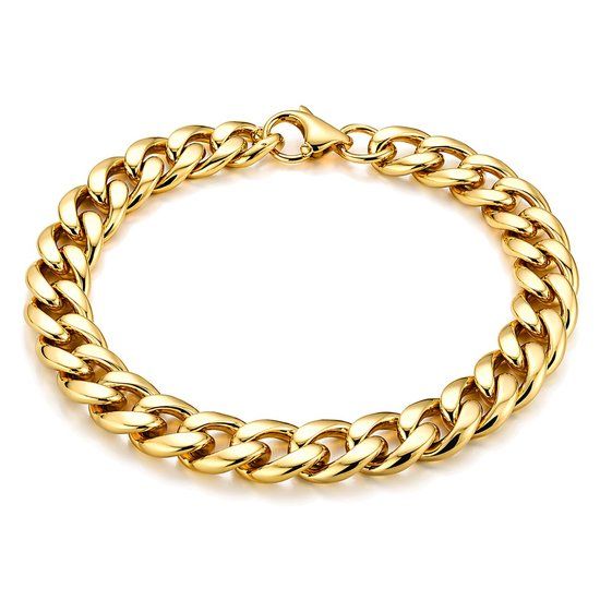 LGT JWLS Stalen heren armband Gourmet schakel Goudkleurig 7mm-21cm