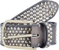 b.belt Leren Riem Nietengürtel Zoe Gold W95 Taupe Grijs