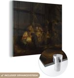 MuchoWow® Glass Painting 90x90 cm - Acrylic Glass Painting - Adoration of the Shepherds - Rembrandt van Rijn - Photo on Glass - Paintings