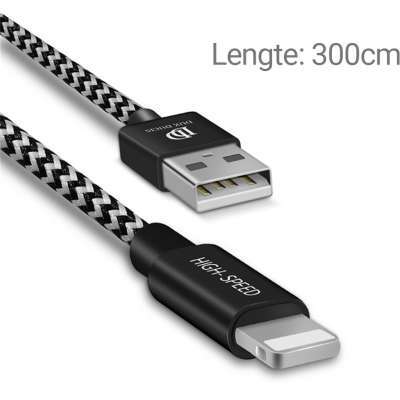 Dux Ducis Lightning USB Kabel - 300cm - Zwart 300 cm