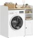 Homcom Meuble de rangement au-dessus de machine à laver-MDF-93,5L x 60l x 100H cm-Blanc + Naturel