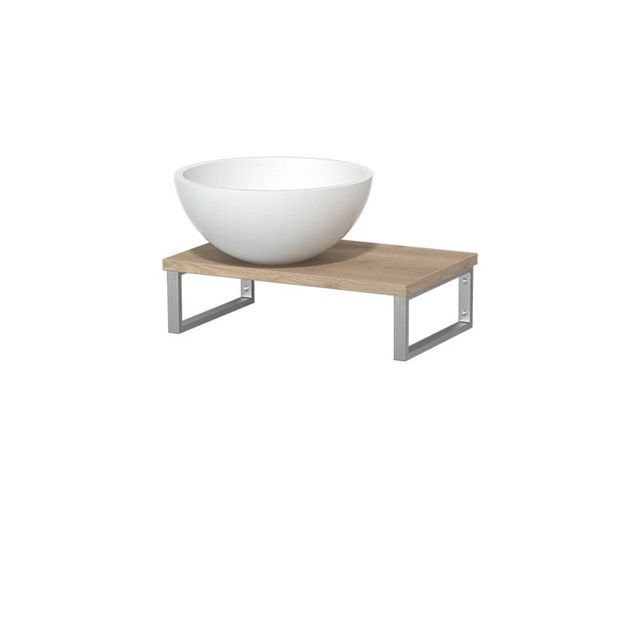 Maxaro Toiletmeubel met Waskom Solid Surface Mat Modulo Lichtbruin Eiken 41 cm Wandbeugels RVS