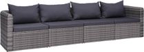 vidaXL Loungeset met kussens, polyrotan, grijs