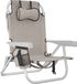 tectake® Chaise de plage Coral - Chaise de camping pliable avec glacière et sac de rangement - Dossier réglable 5 positions avec appui-tête - Larges accoudoirs avec porte-gobelet / support de téléphone - Chaise de camping pliable - Beige