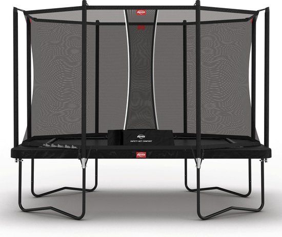 BERG Ultim Favorit Regular 330 Trampoline Op Poten - Safety Net Comfort - AirFlow Springdoek - Zwart