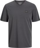 JACK & JONES JCOREACH TEE SS V-NECK WEH24 SMU Heren T-shirt L Katoen V-hals Korte mouw Regular Fit Casual Asphalt
