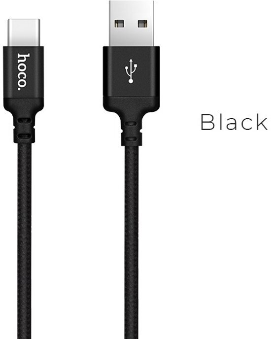 hoco USB kabel naar USB-C zwart - 2 m