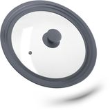 Merkloos Relaxdays Glazen deksel - Ø 26 - 30 cm - vaatwasserbestendig - grijs