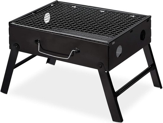 Draagbare camping barbecue voor 4 personen inklapbaar - HBD: 23 x 425 x 265 cm zwart Barbecue