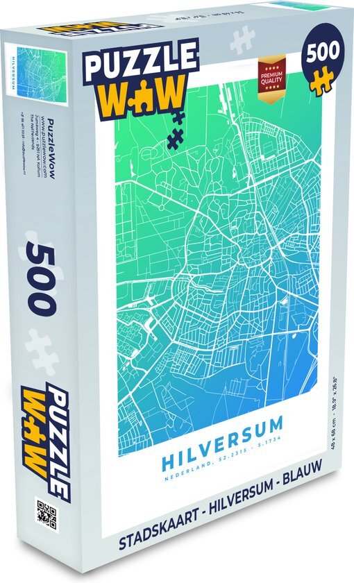 MuchoWow Puzzel Stadskaart - Hilversum - Blauw - Legpuzzel - Puzzel 500 stukjes - Plattegrond