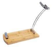 Fackelmann Opvouwbare hamstandaard van bamboe, hamstandaard voor ham of ham, fris design, bamboehout en verchroomde stalen standaard, 37 x 16 cm, 1 stuk