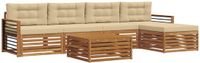 vidaXL - Bank loungeset - Acacia hout - Natuurlijk en beige